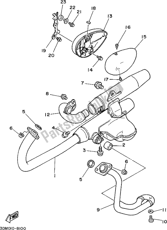 All parts for the Exhaust of the Yamaha XV 250 2018