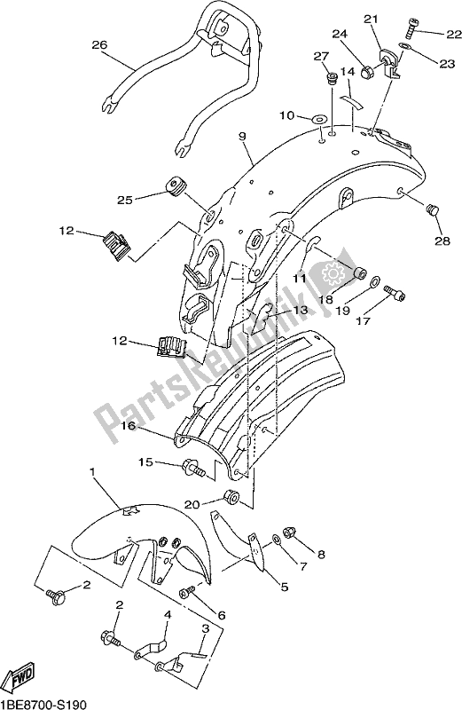 All parts for the Fender of the Yamaha XV 250 2018