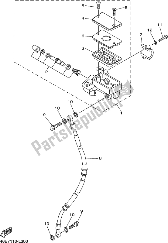 All parts for the Front Master Cylinder of the Yamaha XV 250 2018