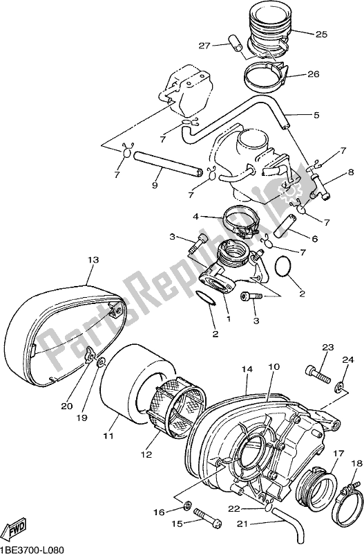 All parts for the Intake of the Yamaha XV 250 2018