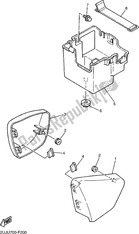 All parts for the Side Cover of the Yamaha XV 250 2018