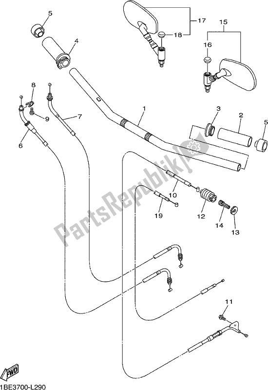 All parts for the Steering Handle & Cable of the Yamaha XV 250 2018