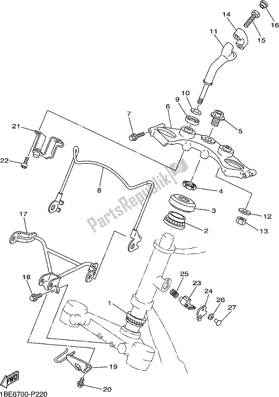 All parts for the Steering of the Yamaha XV 250 2018