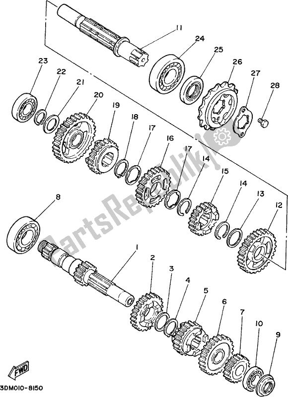 All parts for the Transmission of the Yamaha XV 250 2018