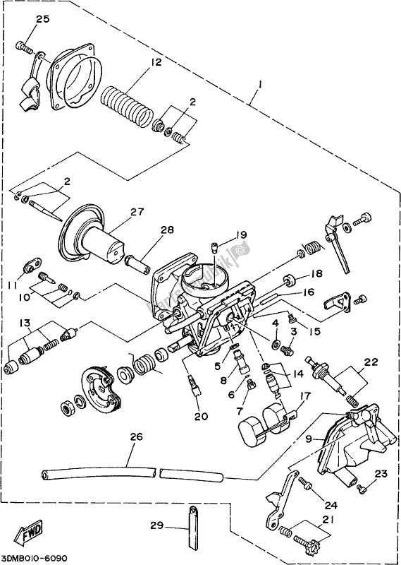 All parts for the Carburetor of the Yamaha XV 250 2019