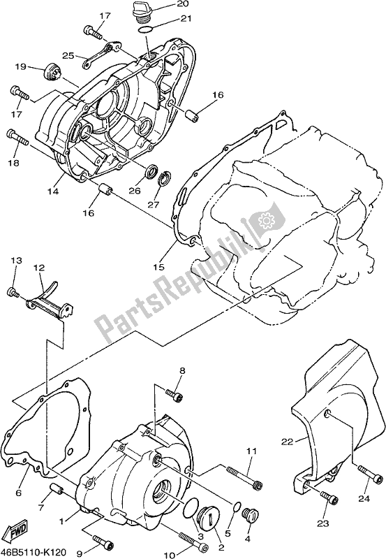 All parts for the Crankcase Cover 1 of the Yamaha XV 250 2019