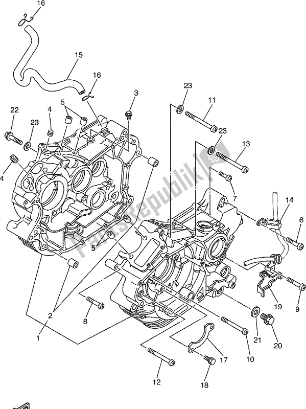 All parts for the Crankcase of the Yamaha XV 250 2019