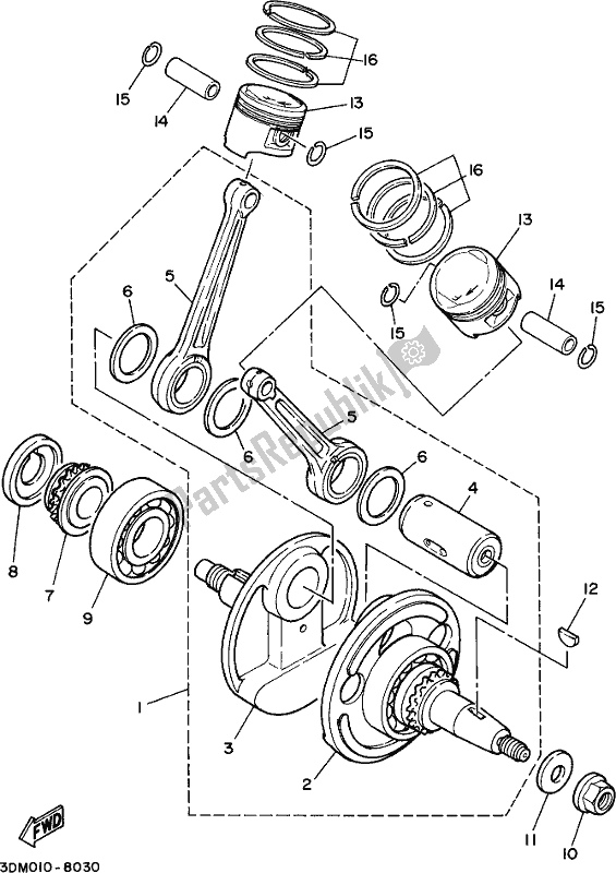 All parts for the Crankshaft & Piston of the Yamaha XV 250 2019