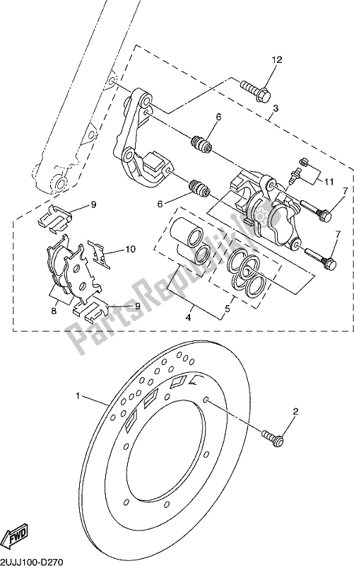 All parts for the Front Brake Caliper of the Yamaha XV 250 2019