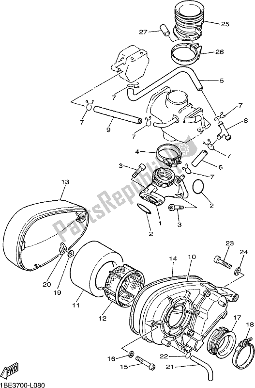 All parts for the Intake of the Yamaha XV 250 2019