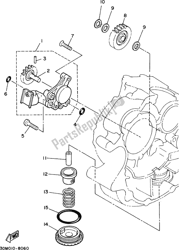 All parts for the Oil Pump of the Yamaha XV 250 2019