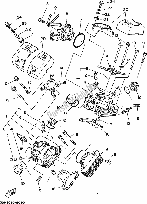 Tutte le parti per il Testata del Yamaha XV 250 2020