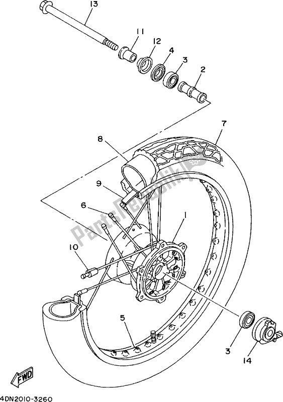 Wszystkie części do Przednie Ko? O Yamaha XV 250 2020