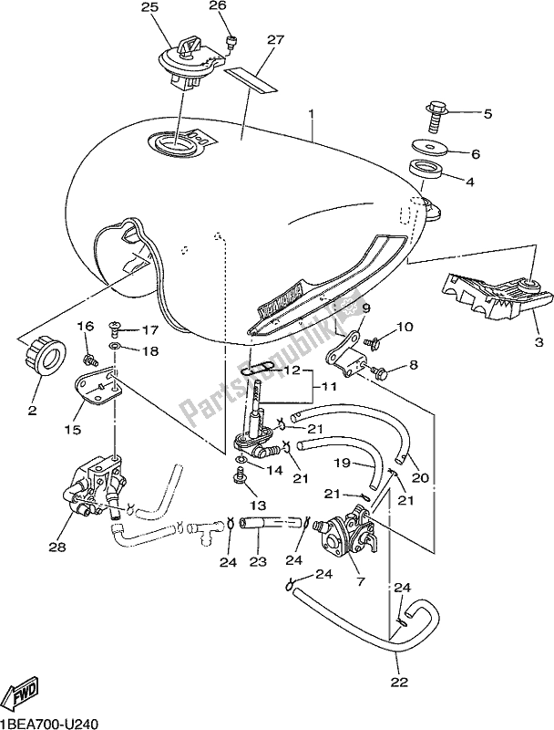 Toutes les pièces pour le Réservoir D'essence du Yamaha XV 250 2020