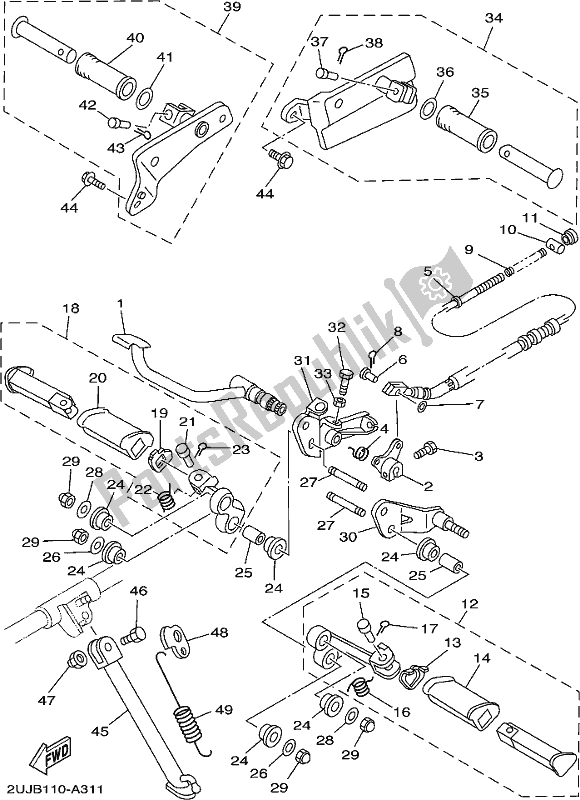 Toutes les pièces pour le Support Et Repose-pieds du Yamaha XV 250 2020