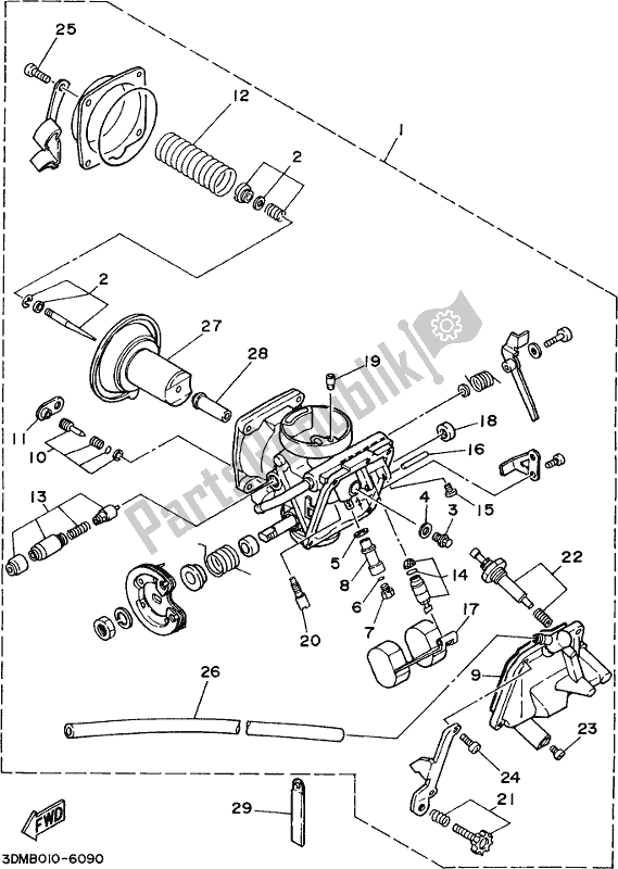 All parts for the Carburetor of the Yamaha XV 250 2021