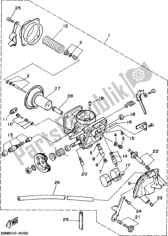 All parts for the Carburetor of the Yamaha XV 250 2021