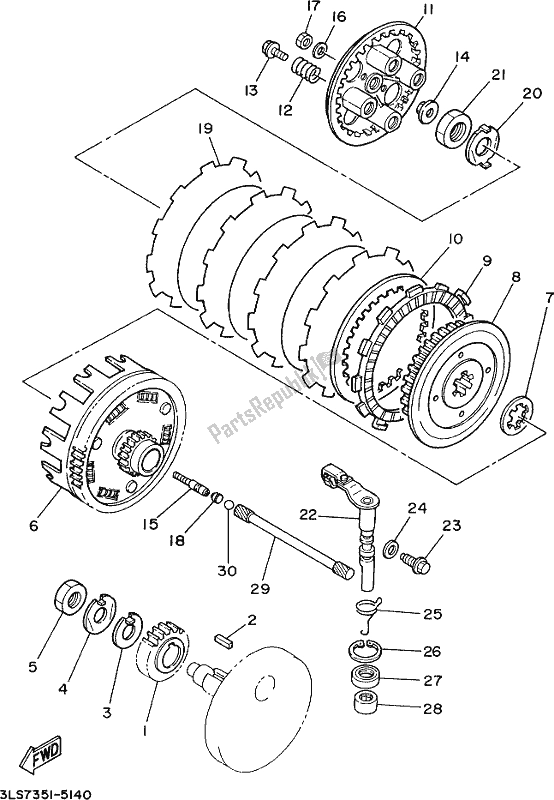 All parts for the Clutch of the Yamaha XV 250 2021