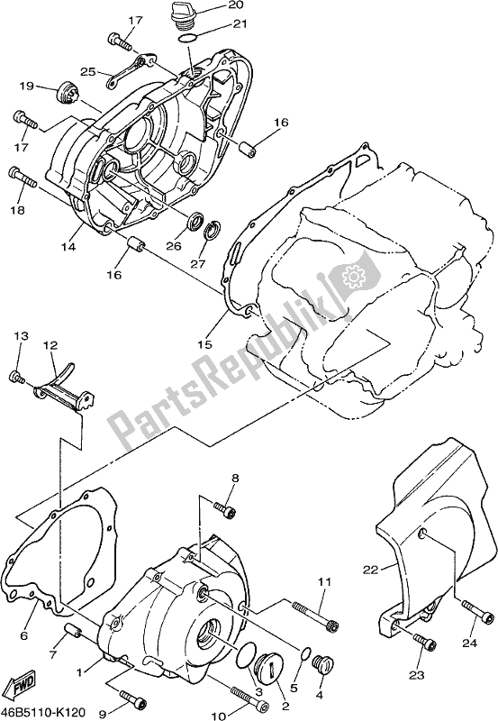 Wszystkie części do Pokrywa Skrzyni Korbowej 1 Yamaha XV 250 2021