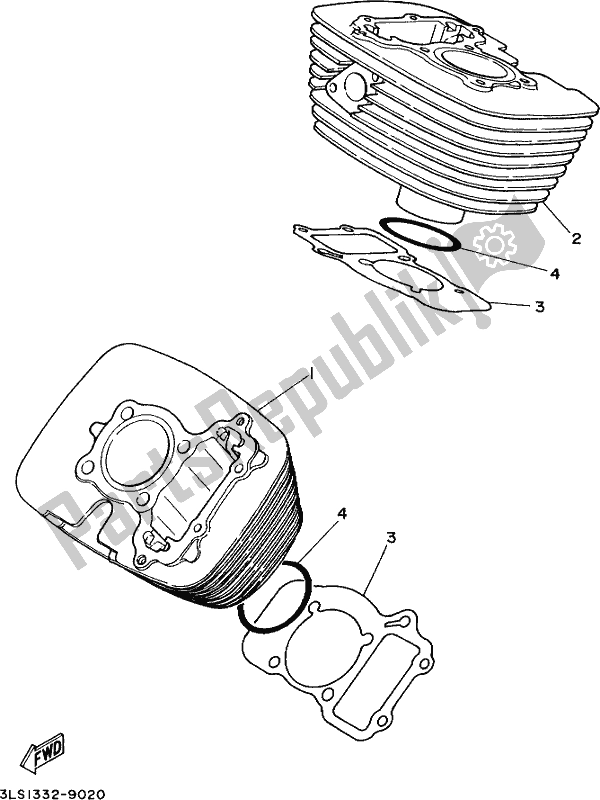 All parts for the Cylinder of the Yamaha XV 250 2021