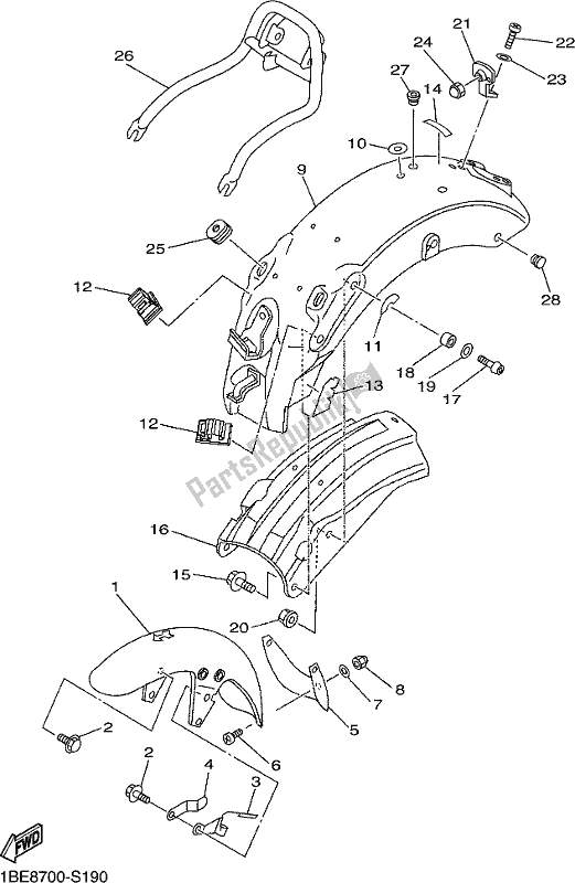 All parts for the Fender of the Yamaha XV 250 2021