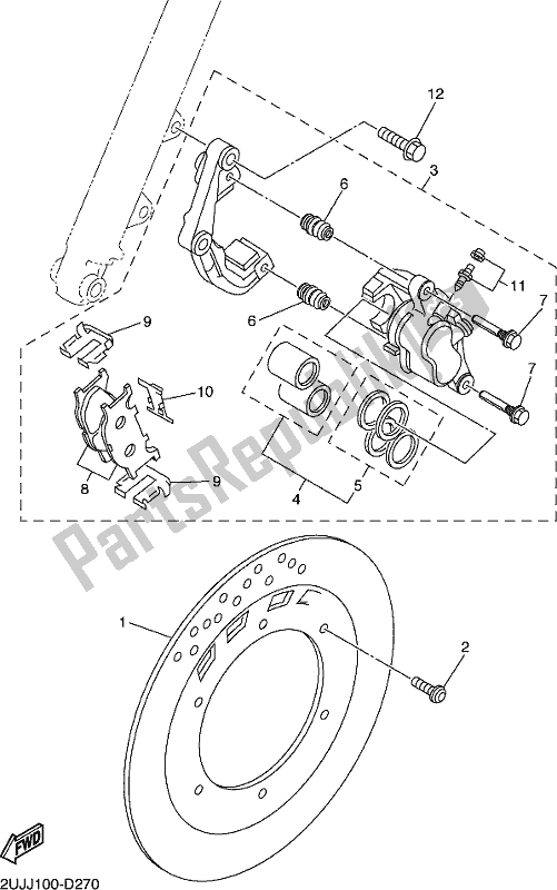 All parts for the Front Brake Caliper of the Yamaha XV 250 2021