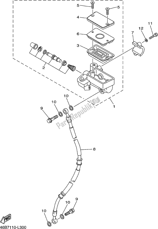 All parts for the Front Master Cylinder of the Yamaha XV 250 2021