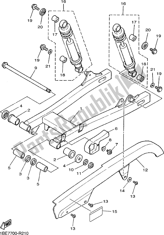 Wszystkie części do Tylne Rami? I Zawieszenie Yamaha XV 250 2021