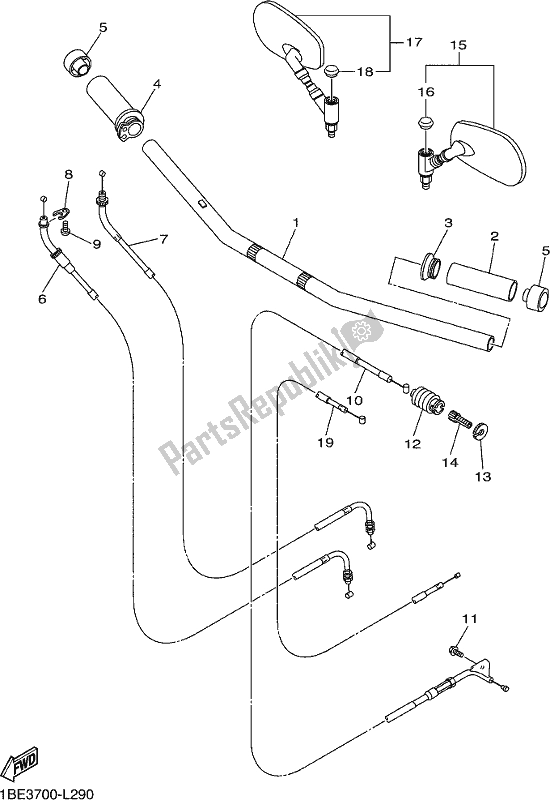 All parts for the Steering Handle & Cable of the Yamaha XV 250 2021