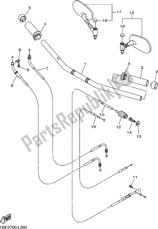 Alle onderdelen voor de Stuurhendel En Kabel van de Yamaha XV 250 Virago 2017