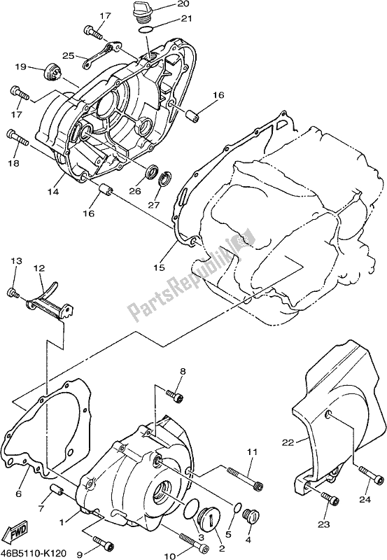 All parts for the Crankcase Cover 1 of the Yamaha XV 250 Virago 2018