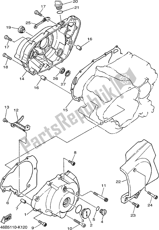 Wszystkie części do Pokrywa Skrzyni Korbowej 1 Yamaha XV 250 Virago 2019