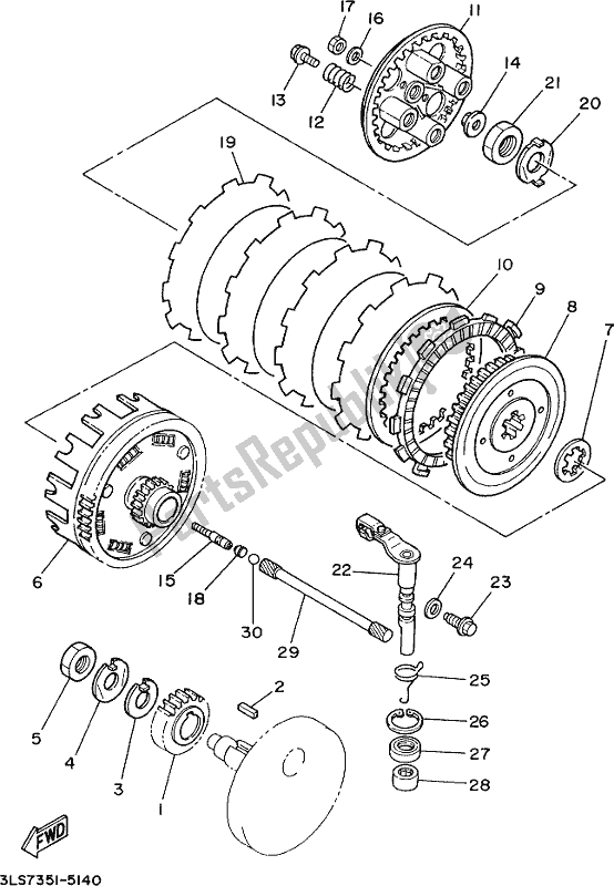 All parts for the Clutch of the Yamaha XV 250 Virago 2020