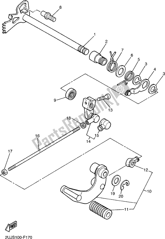 All parts for the Shift Shaft of the Yamaha XV 250 Virago 2020