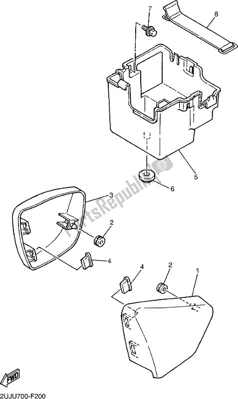 All parts for the Side Cover of the Yamaha XV 250 Virago 2020