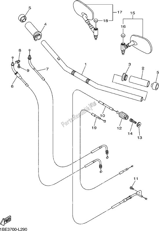 All parts for the Steering Handle & Cable of the Yamaha XV 250 Virago 2020