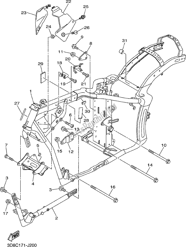 All parts for the Frame of the Yamaha XVS 1300A 2017 All parts for the Frame of the Yamaha XVS 1300A 2017