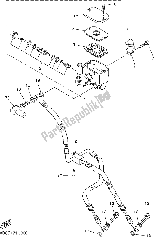 Toutes les pièces pour le Maître-cylindre Avant du Yamaha XVS 1300A 2017