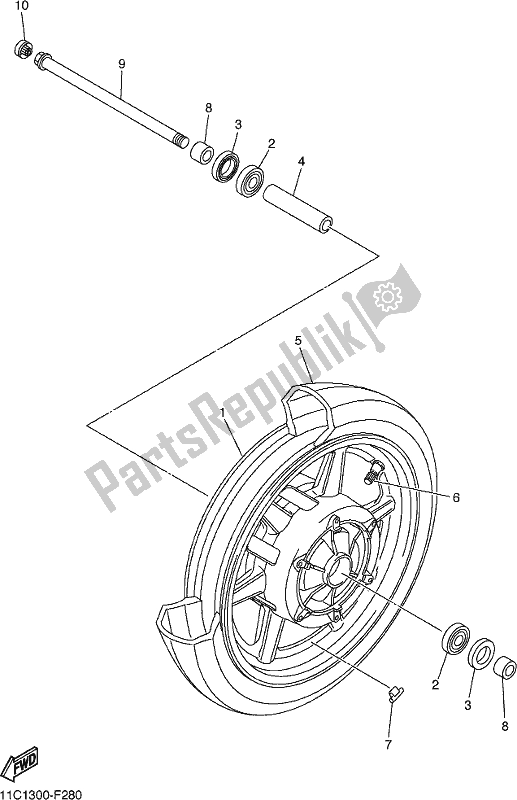 All parts for the Front Wheel of the Yamaha XVS 1300A 2017