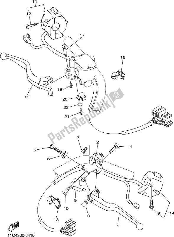 All parts for the Handle Switch & Lever of the Yamaha XVS 1300A 2017