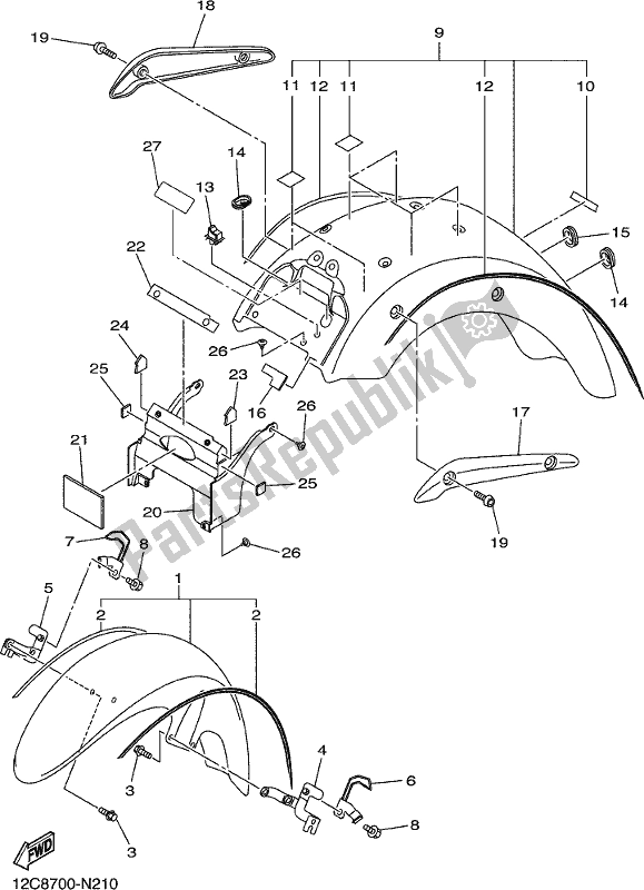 All parts for the Fender of the Yamaha XVS 1300A Vstar 1300 Classic 2017