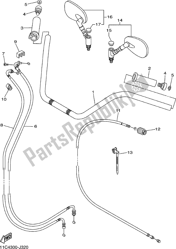 All parts for the Steering Handle & Cable of the Yamaha XVS 1300A Vstar 1300 Classic 2017