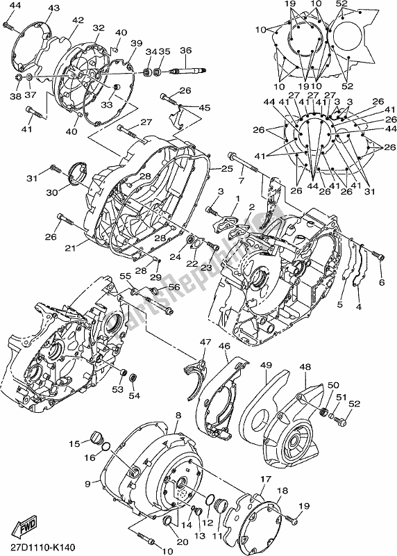 Tutte le parti per il Coperchio Del Carter 1 del Yamaha XVS 1300 CU 2017