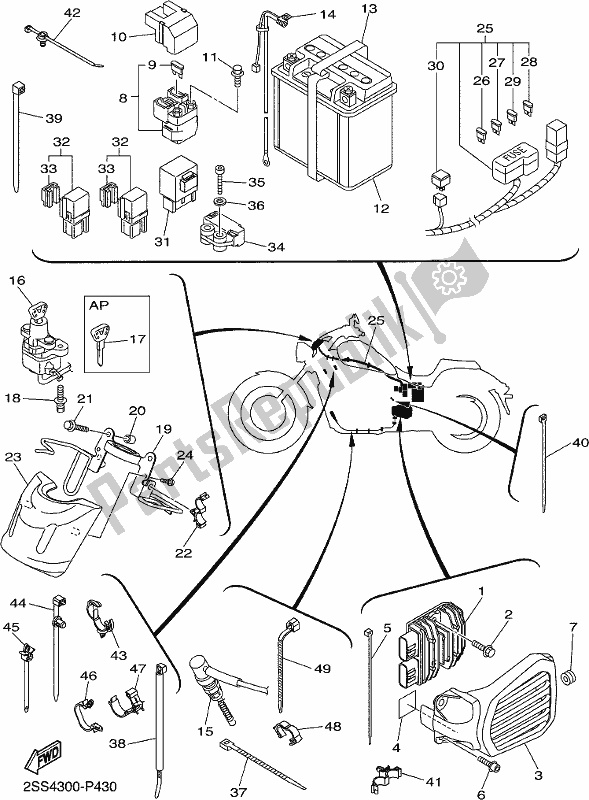 Toutes les pièces pour le électrique 2 du Yamaha XVS 1300 CU 2017