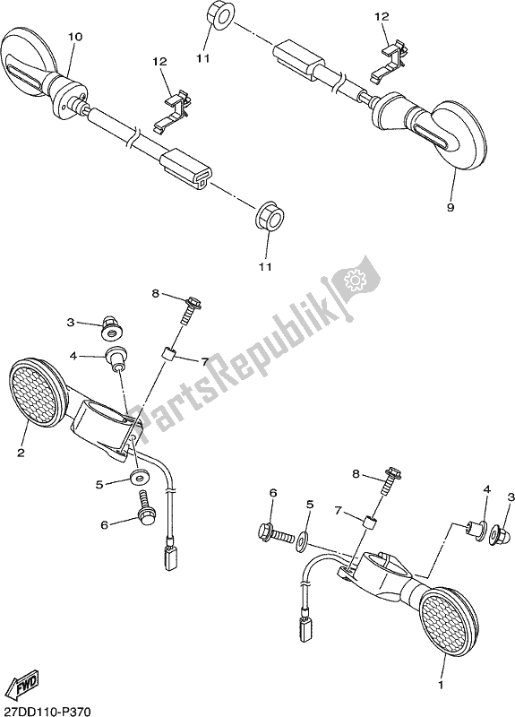 All parts for the Flasher Light of the Yamaha XVS 1300 CU 2017