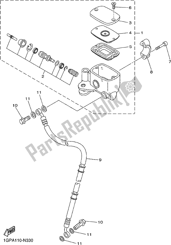 Wszystkie części do Przedni Cylinder G?ówny Yamaha XVS 1300 CU 2017