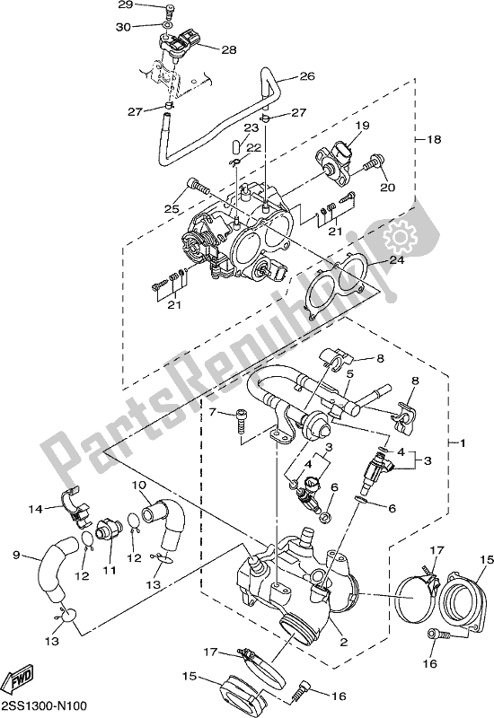 Wszystkie części do Wlot 1 Yamaha XVS 1300 CU 2017