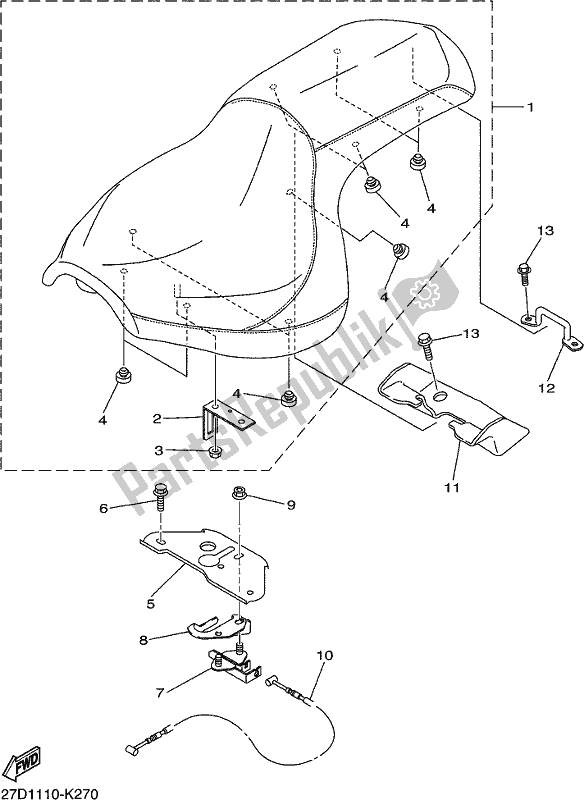 Toutes les pièces pour le Siège du Yamaha XVS 1300 CU 2017