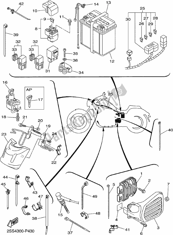 All parts for the Electrical 2 of the Yamaha XVS 1300 CU 2018 All parts for the Electrical 2 of the Yamaha XVS 1300 CU 2018