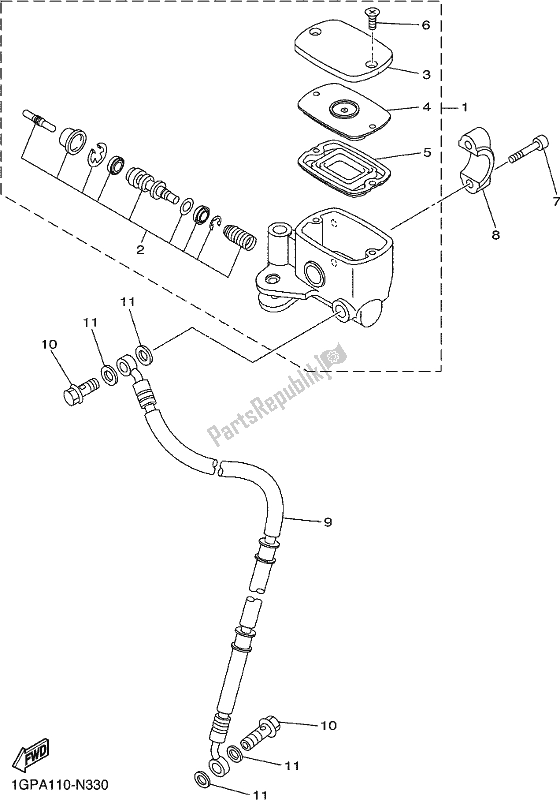 Wszystkie części do Przedni Cylinder G?ówny Yamaha XVS 1300 CU 2018